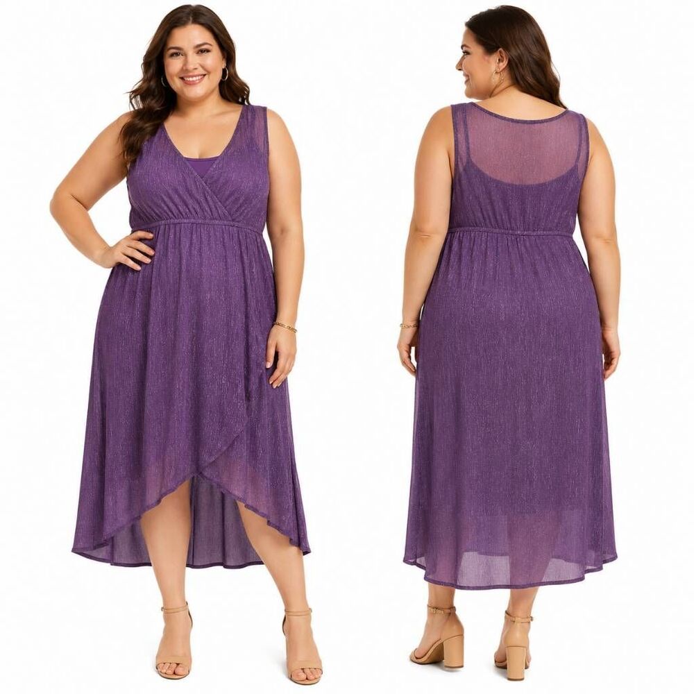 Maurices Purple Shimmer Sleeveless Party Dress 3